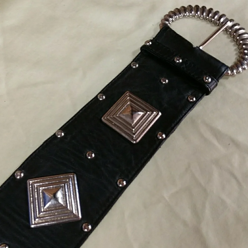 Fun boho black and silver embellished belt